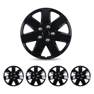 Winjet® - 16" 7-Spokes 5058 Style Black Lacquer Hubcaps Wheel Covers