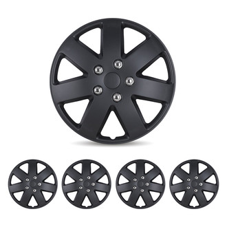 Winjet® - 16" 7-Spokes 5058 Style Black Matte Hubcaps Wheel Covers