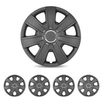 Winjet® - 15" 7-Spokes 5076 Style Black Matte Hubcaps Wheel Covers