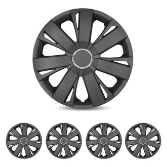 Winjet® - 14" 7-Spokes 5077 Style Black Matte Hubcaps Wheel Covers