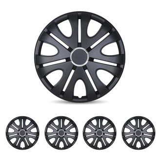 Winjet® - 15" 7 V-Spokes 5082 Style Black Matte Hubcaps Wheel Covers