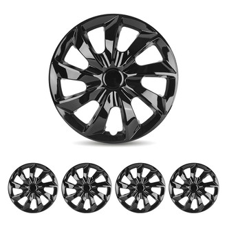 Winjet® - 15" 9-Spokes 5084 Style Black Lacquer Hubcaps Wheel Covers