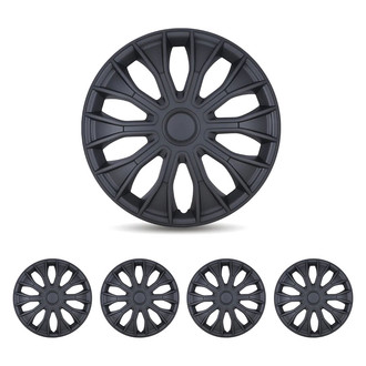 Winjet® - 15" 10-Spokes 5086 Style Black Matte Hubcaps Wheel Covers