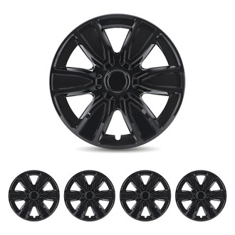 Winjet® - 15" 6-Spokes 5087 Style Black Lacquer Hubcaps Wheel Covers