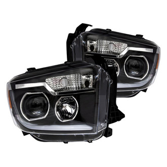 Winjet® - Driver and Passenger Side Black Sequential LED DRL Bar Projector Headlights