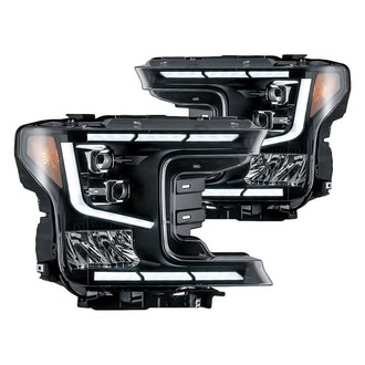 Winjet® - Driver and Passenger Side Black Sequential DRL Bar Projector LED Headlights