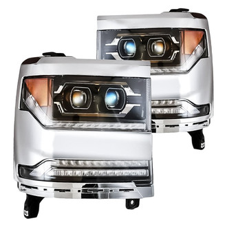 Winjet® - Driver and Passenger Side Black Sequential DRL Bar Projector LED Headlights