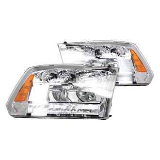 Winjet® - Driver and Passenger Side Chrome Projector LED Headlights with Sequential Turn Signal