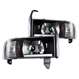 Winjet® - Driver and Passenger Side Black LED DRL Bar Euro Headlights