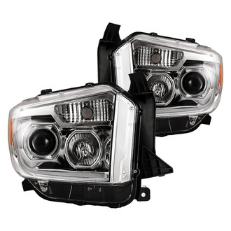 Winjet® - Driver and Passenger Side Chrome LED DRL Bar Projector Headlights