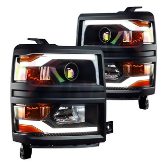 Winjet® - Driver and Passenger Side Black LED DRL Bar Projector Headlights