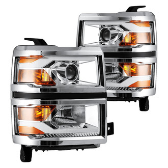 Winjet® - Driver and Passenger Side Chrome LED DRL Bar Projector Headlights