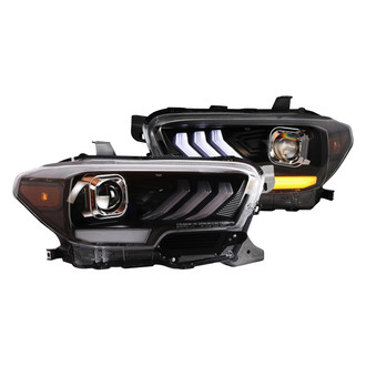 Winjet® - Driver and Passenger Side Matte Black DRL Bar Projector LED Headlights