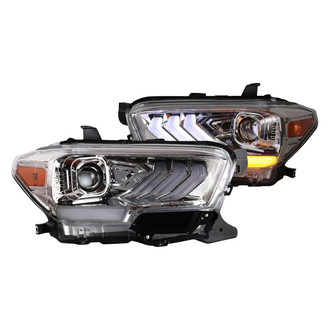 Winjet® - Driver and Passenger Side Chrome Tri-Bar Projector LED Headlights