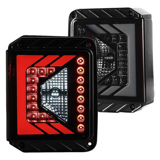 Winjet® - Renegade Driver and Passenger Side Black/Smoke Fiber Optic LED Tail Lights