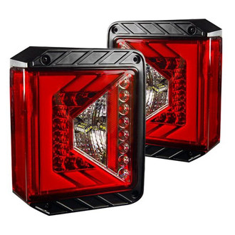 Winjet® - Renegade Driver and Passenger Side Chrome/Red Fiber Optic LED Tail Lights