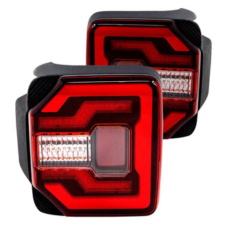 Winjet® - Renegade Driver and Passenger Side Black/Red Sequential Fiber Optic LED Tail Lights