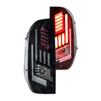 Winjet® - Renegade Driver and Passenger Side Black/Smoke Sequential Fiber Optic LED Tail Lights