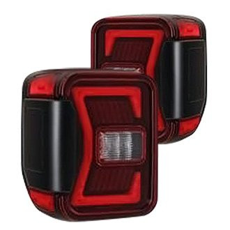 Winjet® - Renegade Driver and Passenger Side Black/Red Sequential Fiber Optic LED Tail Lights