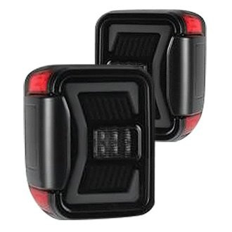 Winjet® - Renegade Driver and Passenger Side Black/Smoke Sequential Fiber Optic LED Tail Lights