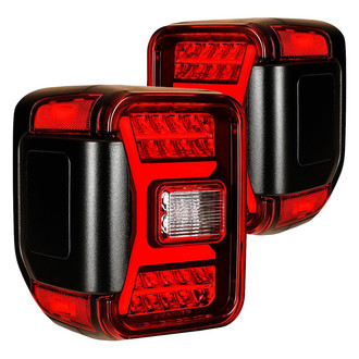 Winjet® - Renegade Driver and Passenger Side Black/Red Sequential Fiber Optic LED Tail Lights