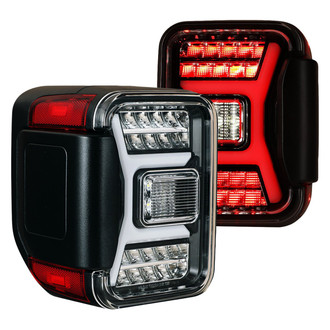 Winjet® - Renegade Driver and Passenger Side Gloss Black Sequential Fiber Optic LED Tail Lights