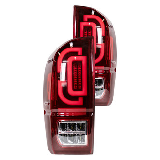 Winjet® - Renegade Driver and Passenger Side Black/Red Sequential Fiber Optic LED Tail Lights