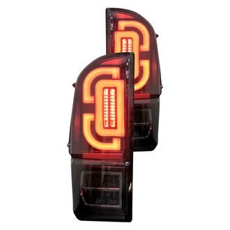 Winjet® - Renegade Driver and Passenger Side Black/Smoke Sequential Fiber Optic LED Tail Lights