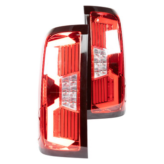 Winjet® - Renegade Driver and Passenger Side Chrome/Red Sequential Fiber Optic LED Tail Lights