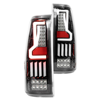 Winjet® - Driver and Passenger Side Gloss Black/Smoke LED Tail Lights