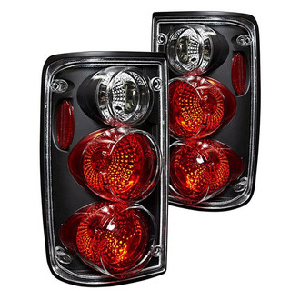 Winjet® CTWJ-0045-BC - Driver and Passenger Side Black/Red Euro Tail Lights