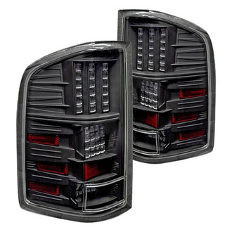 Winjet® CTWJ-0067-GBC - Driver and Passenger Side Glossy Black LED Tail Lights