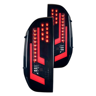 Winjet® - Driver and Passenger Side Black/Smoke Fiber Optic LED Tail Lights