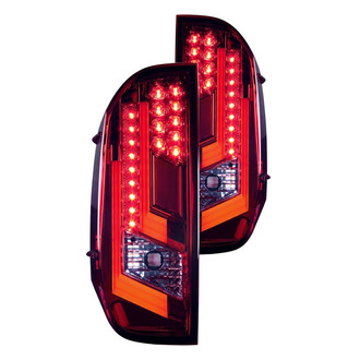 Winjet® - Driver and Passenger Side Chrome/Red Fiber Optic LED Tail Lights