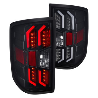 Winjet® - Driver and Passenger Side Black/Smoke Fiber Optic LED Tail Lights