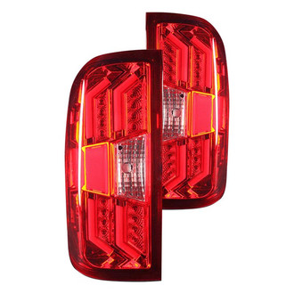 Winjet® - Driver and Passenger Side Chrome/Red Fiber Optic LED Tail Lights