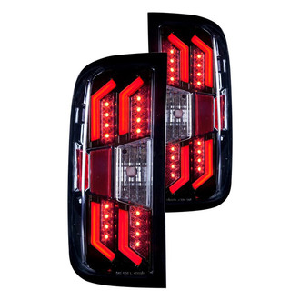 Winjet® - Driver and Passenger Side Gloss Black Fiber Optic LED Tail Lights