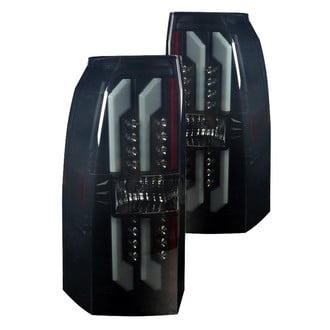 Winjet® - Driver and Passenger Side Black/Smoke Fiber Optic LED Tail Lights