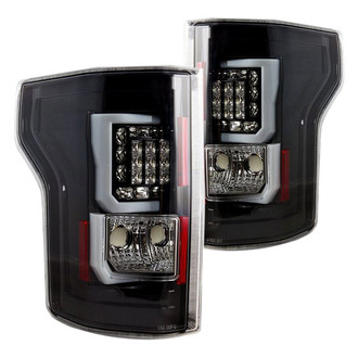 Winjet® - Driver and Passenger Side Glossy Black Fiber Optic LED Tail Lights