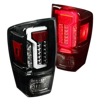 Winjet® - Driver and Passenger Side Glossy Black Fiber Optic LED Tail Lights