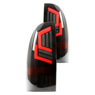Winjet® - Driver and Passenger Side Black/Smoke Sequential Fiber Optic LED Tail Lights