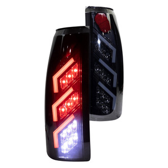 Winjet® - Driver and Passenger Side Black/Smoke Fiber Optic LED Tail Lights