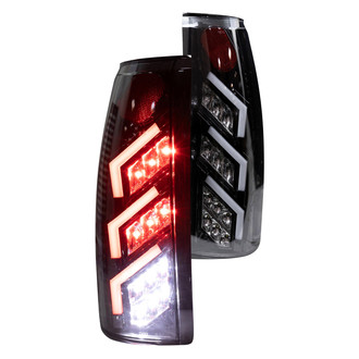 Winjet® - Driver and Passenger Side Gloss Black Fiber Optic LED Tail Lights