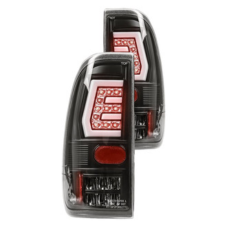 Winjet® - Driver and Passenger Side Gloss Black Fiber Optic LED Tail Lights