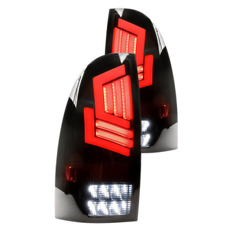 Winjet® - Driver and Passenger Side Gloss Black Sequential Fiber Optic LED Tail Lights