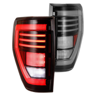 Winjet® - Driver and Passenger Side Gloss Black Sequential Fiber Optic LED Tail Lights