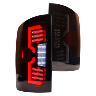 Winjet® - Driver and Passenger Side Black/Smoke Sequential Fiber Optic LED Tail Lights