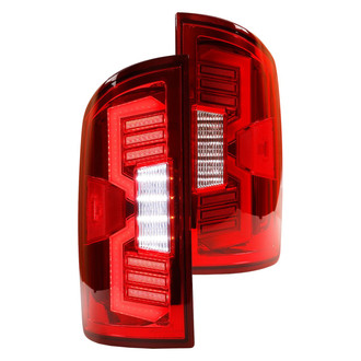 Winjet® - Driver and Passenger Side Chrome/Red Sequential Fiber Optic LED Tail Lights
