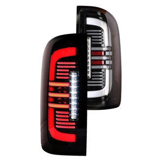 Winjet® - Driver and Passenger Side Gloss Black Sequential Fiber Optic LED Tail Lights