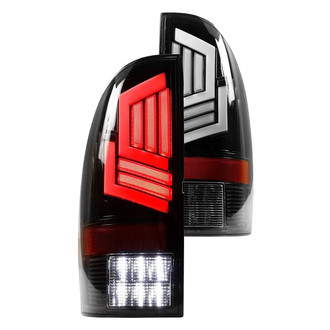 Winjet® CTWJ-0726-GBC - Driver and Passenger Side Gloss Black Fiber Optic LED Tail Lights